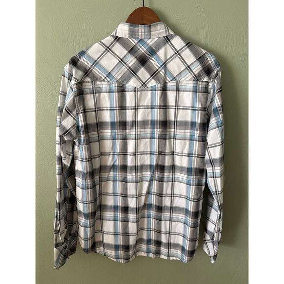 BKE Men's Size Large Western Plaid Pearl Snap Button Up Rodeo Rancher Shirt - Picture 9 of 11